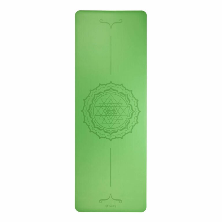 Tapete De Yoga Verde Yantra Mandala Borracha Natural Pu