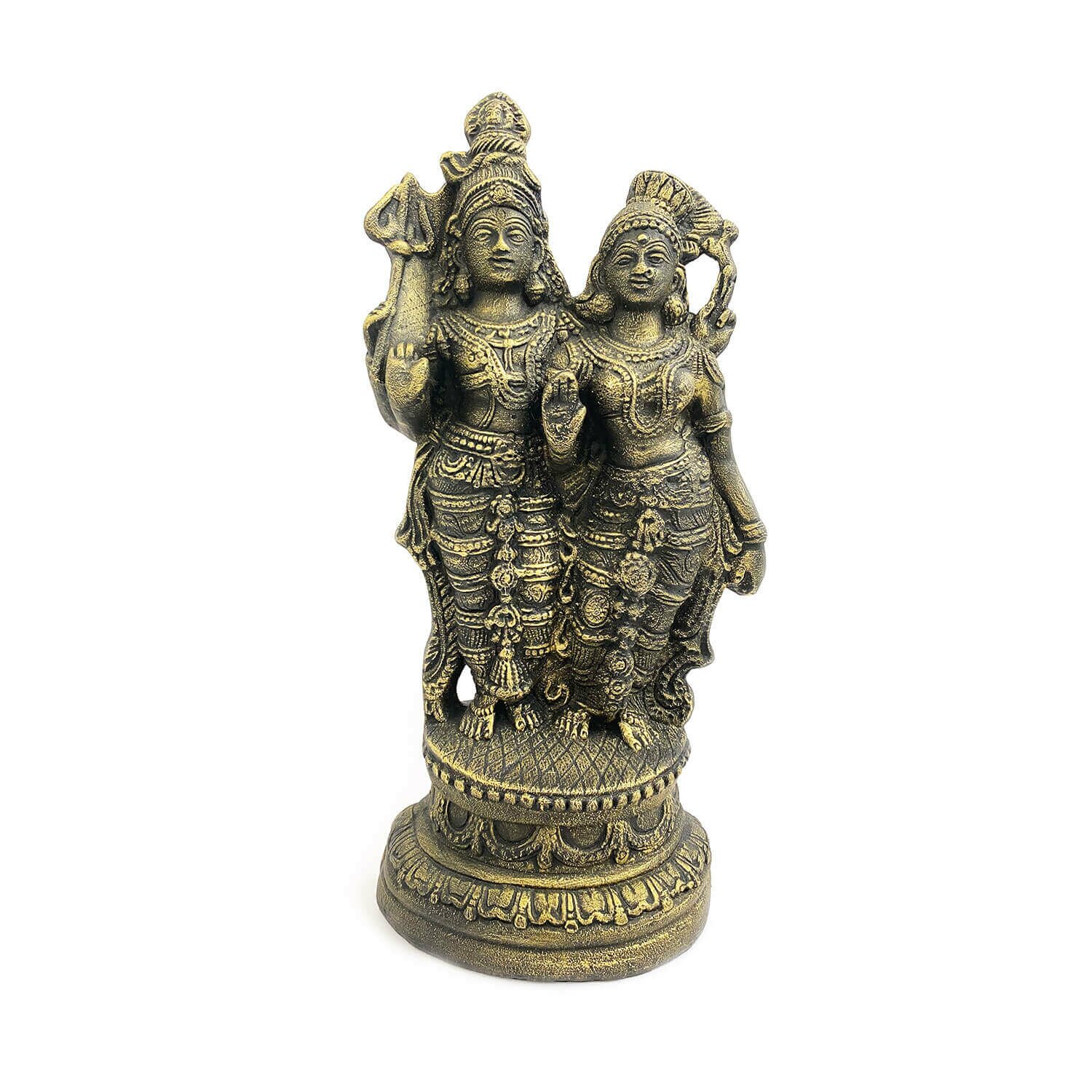 Estátua Shiva e Parvati - dourado antigo 16