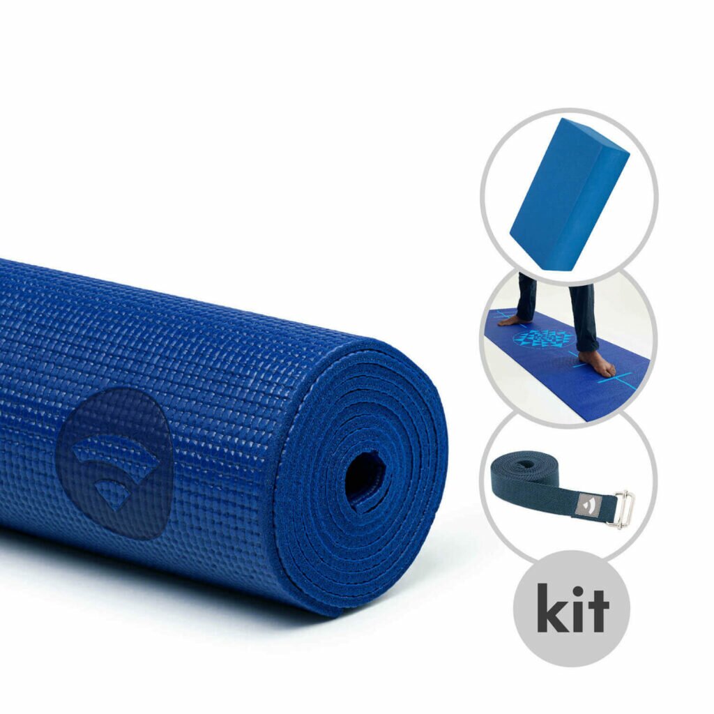Kit Yoga Professionnel Lomi Fitness 8-en-1 - Matelas, Bouteille, Sac, Roue, Blocs... Violet