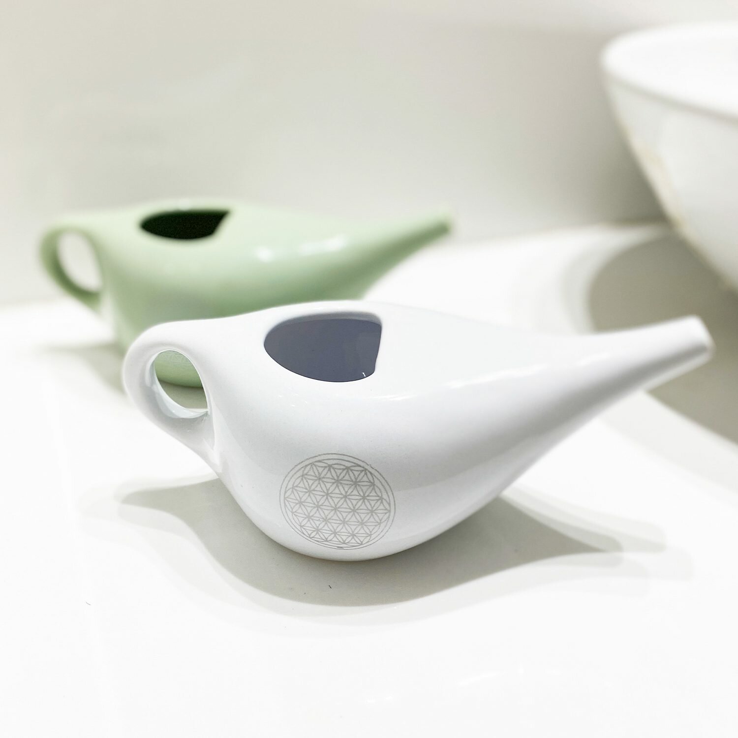 Koawensa Neti Pot In Ceramica 350ml - Lavaggio Nasale Antigoccia, Colore Blu - Foto 7