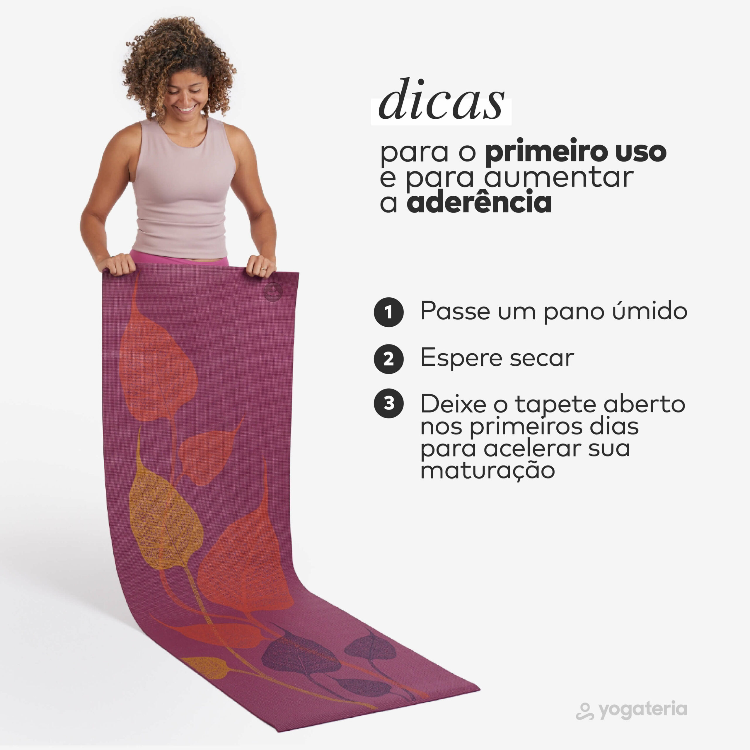 Tapete de yoga estampado Leela Folhas- 4.5mm PVC ecológico 12