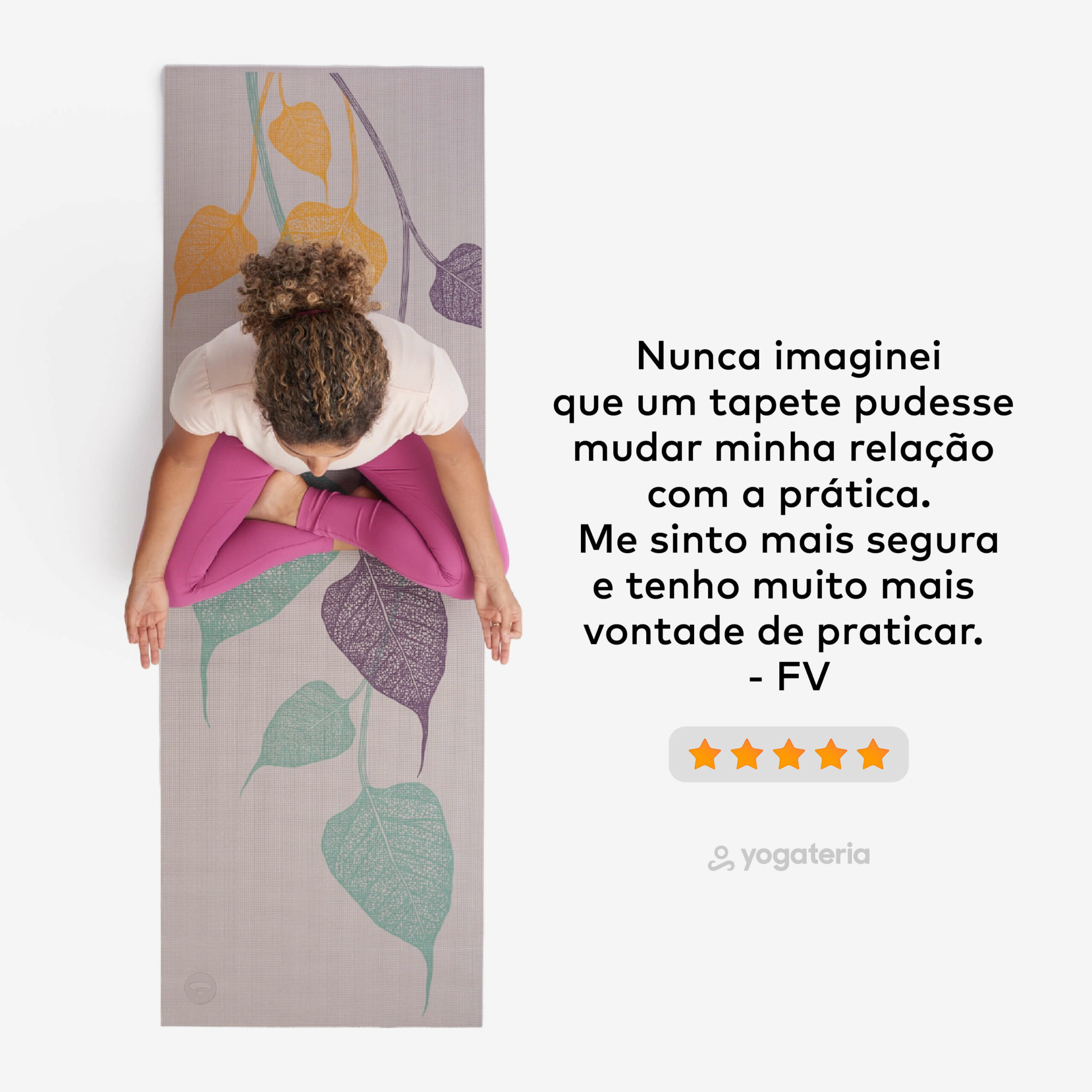 Tapete de yoga estampado Leela Folhas- 4.5mm PVC ecológico 9